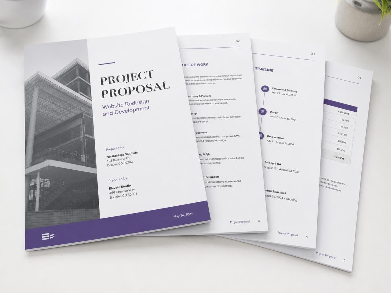 FlowForm proposal document ready to share with a client